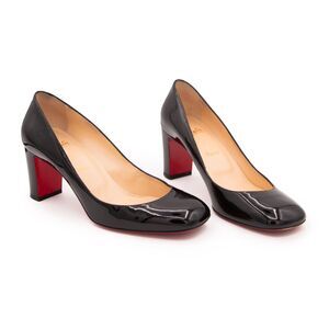 Christian Louboutin Black Cadrilla 70 patent Leather Block heel pumps EU 39.5